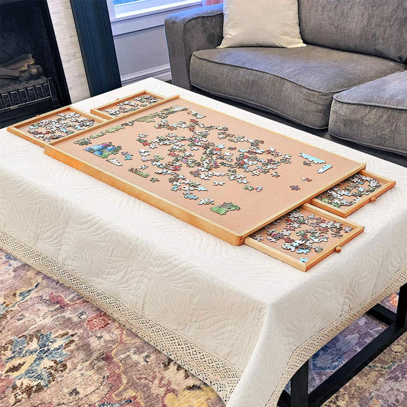 Kerrogee 34 X 26 " Wooden Puzzle Table With Felt Mat, For 1500 Pieces